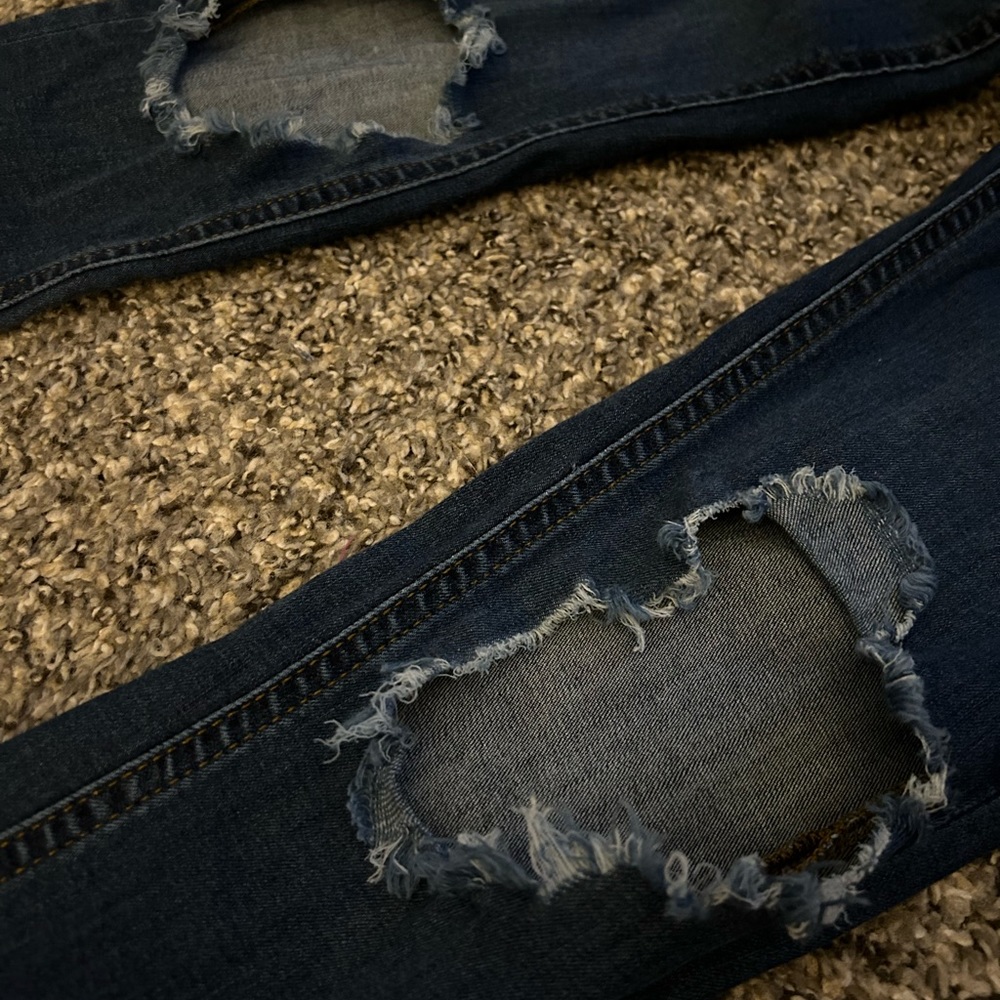 Free People Ripped Dark Wash Jean